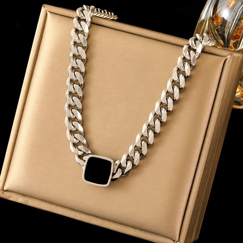 Ruostumaton teräs hopeaketju choker-kaulakoru
