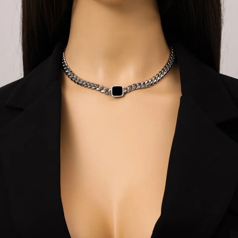Ruostumaton teräs hopeaketju choker-kaulakoru