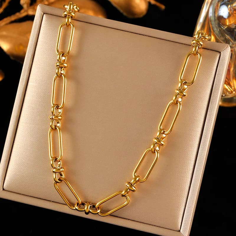 316L ruostumaton teräs, kullanvärinen ketju ja ranneke -setti